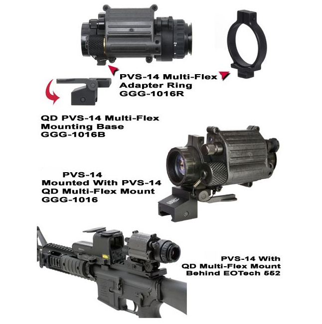 GG&G PVS-14 Quick Detach MULTI-FLEX Night Vision Mount NSN 585-01